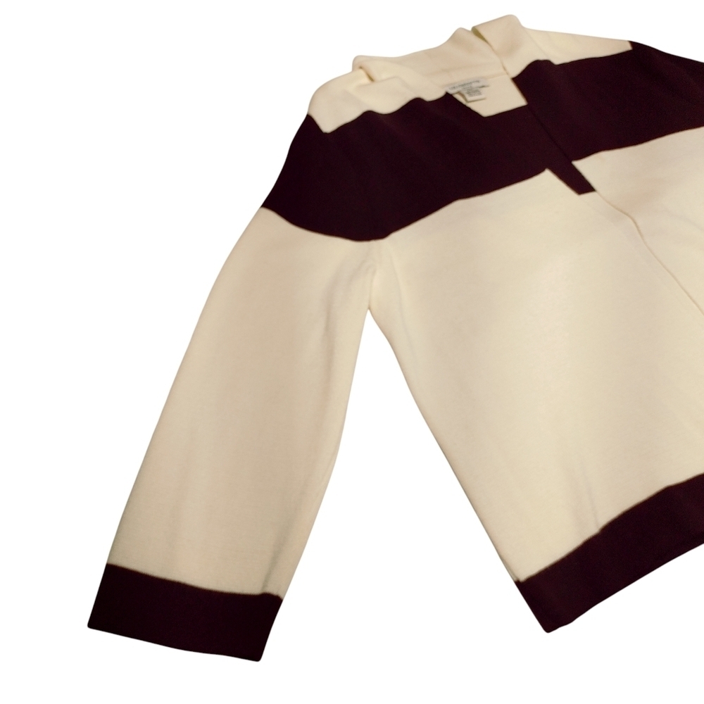 Liz Claiborne Women 3/4 Sleeve Open Front  Cardigan  Black & Ivory Size PXL - Picture 3 of 5